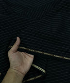 Black Stripe Linen Blend Fabric for Pant by Fabrique Modisto