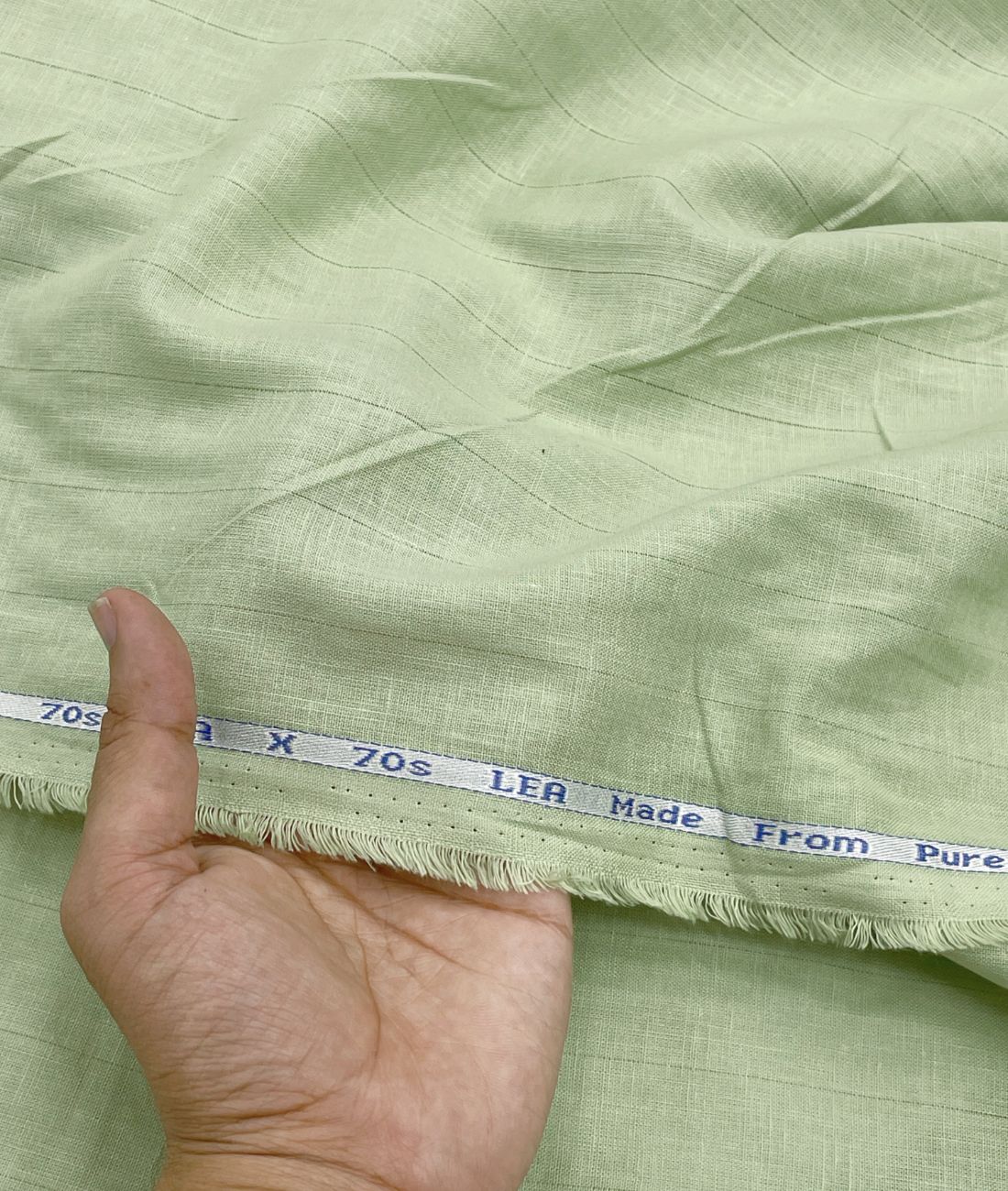 Mint Green 70s Lea Linen Blend Fabric – Ultra-Cool Summer Pastel