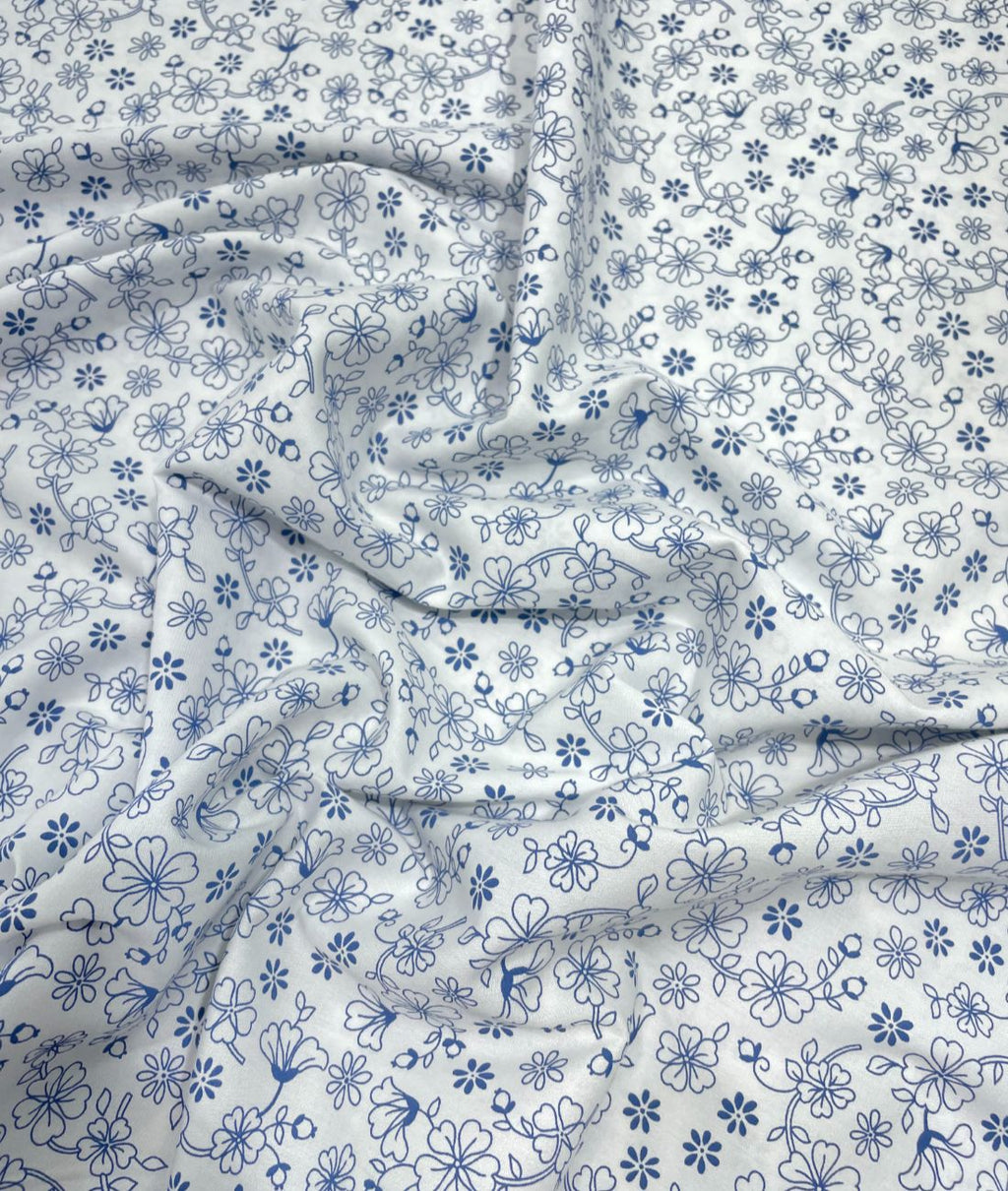 Loro Piana White Floral Printed Shirt Fabric for Men's Shirt