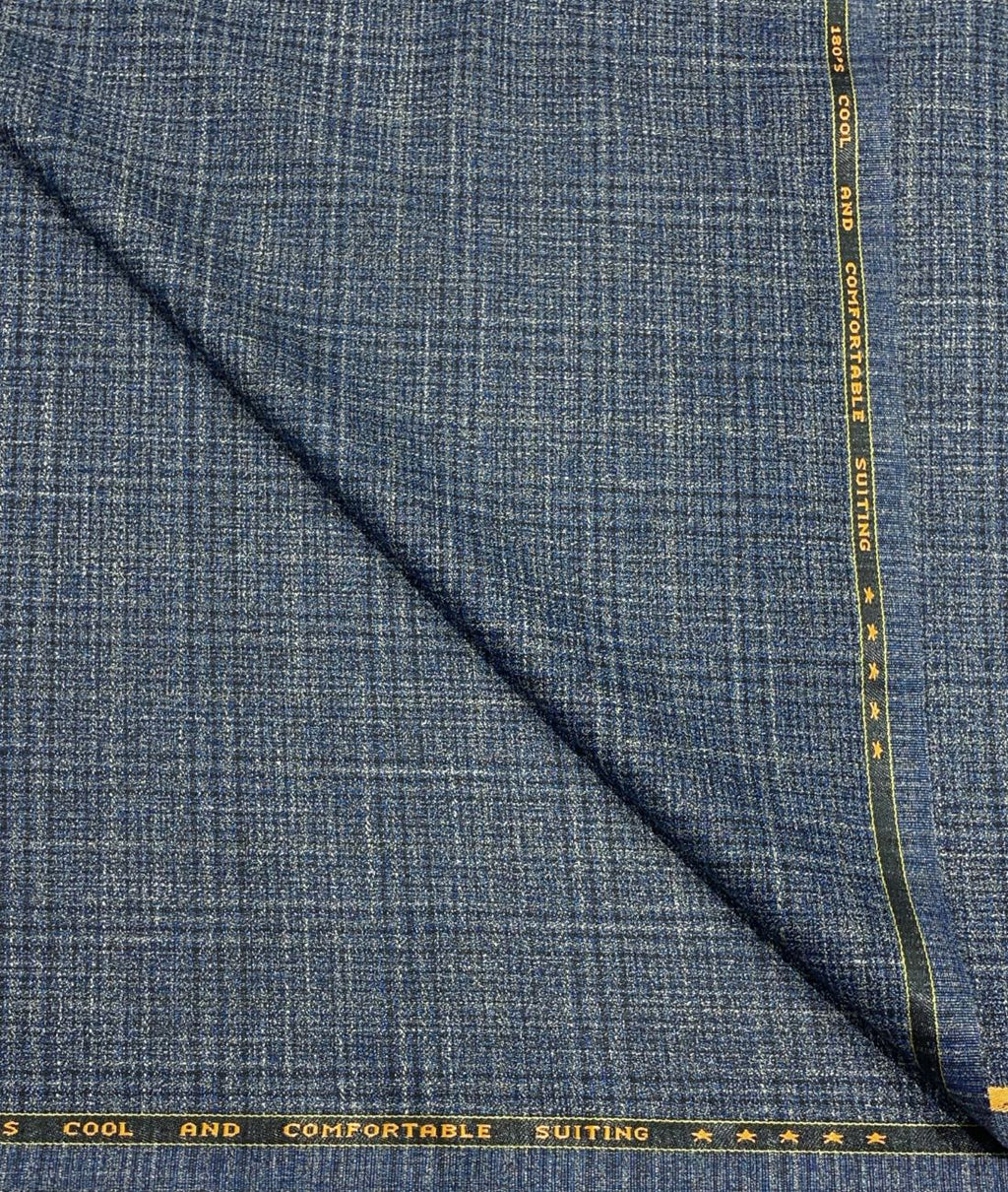 Spaadaa 180's Blue Wool Blend Checks Fabric