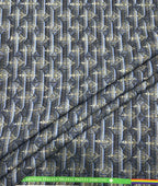 Blue & Gold Elegance Printed Anti Wrinke Cotton Fabric for Men's Shirts & Kurta