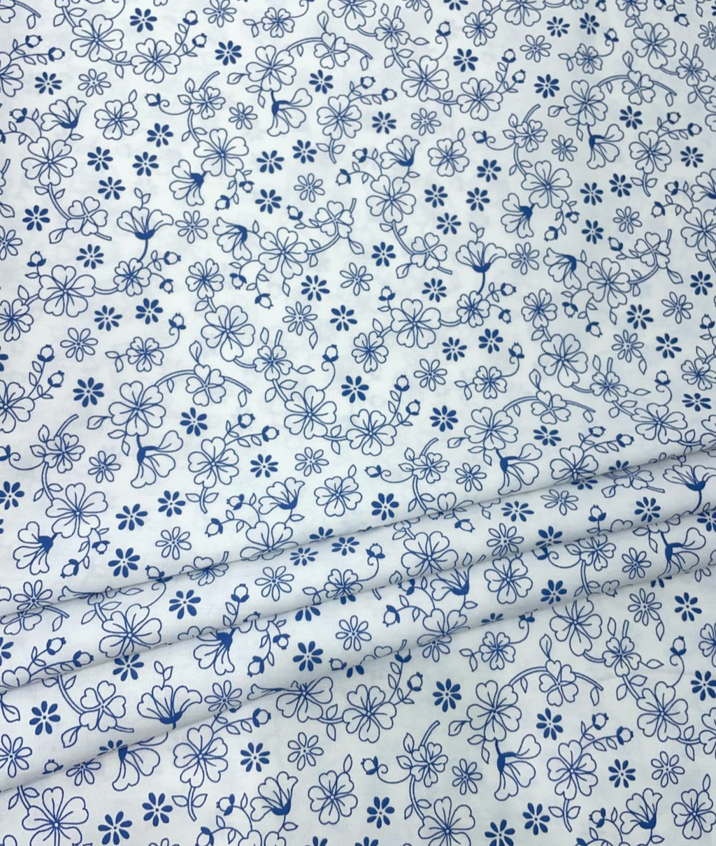 Loro Piana White Floral Printed Shirt Fabric for Men's Shirt