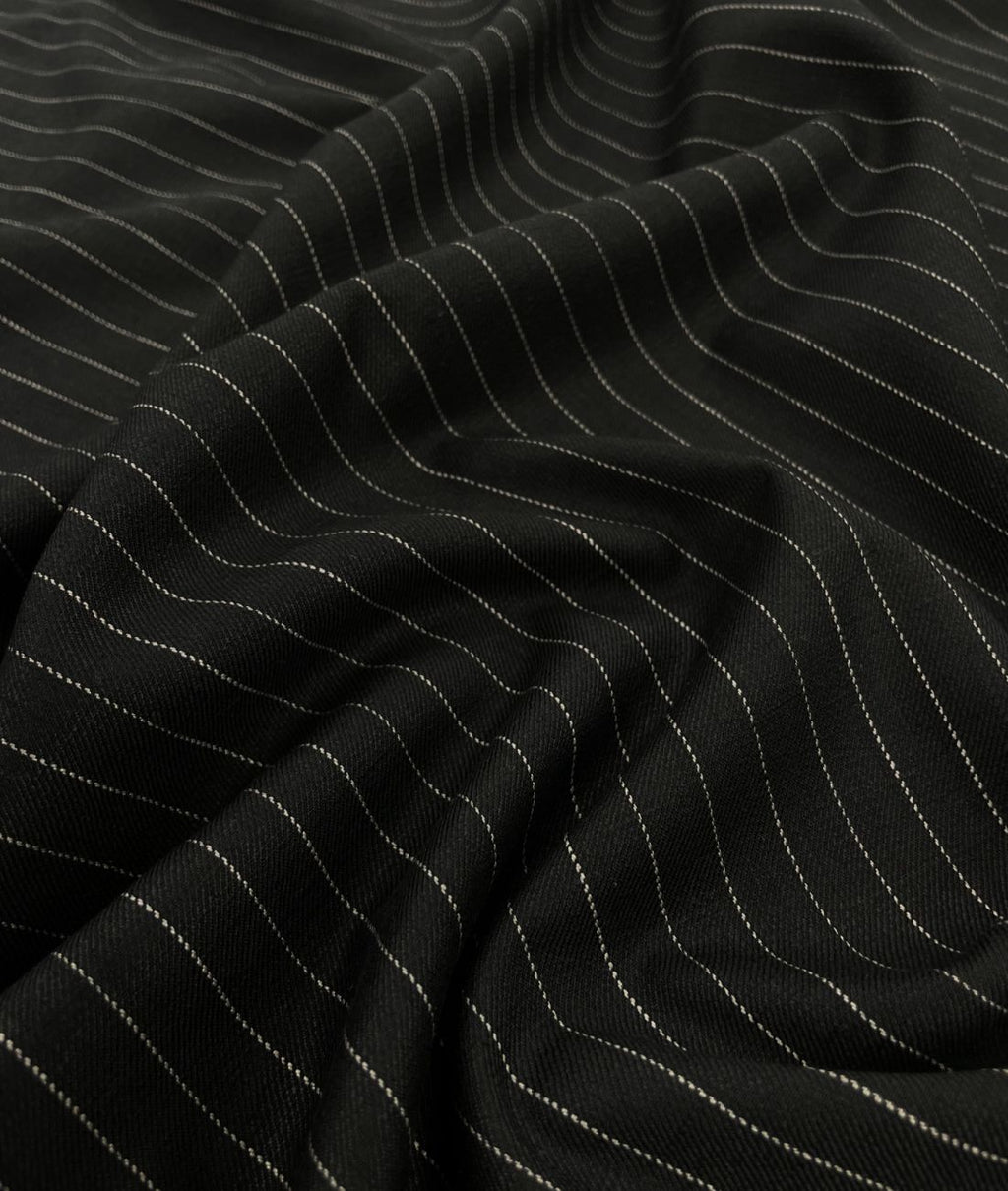 Black Stripe Linen Blend Fabric for Pant by Fabrique Modisto