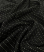 Black Stripe Linen Blend Fabric for Pant by Fabrique Modisto