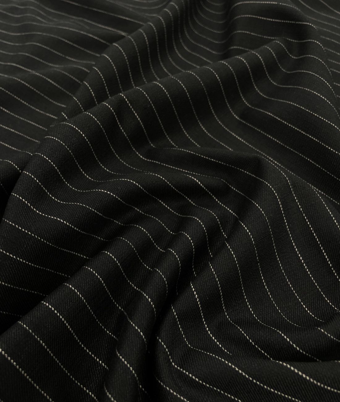 Black Stripe Linen Blend Fabric for Pant by Fabrique Modisto