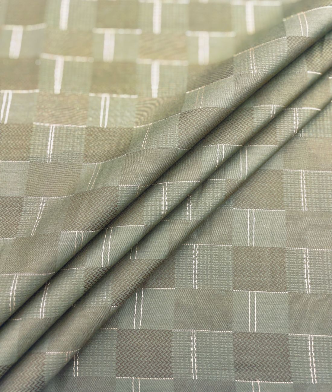 Olive Green Jacquard Giza Cotton Fabric for Shirt & Kurta