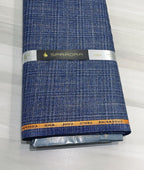 Spaadaa 180's Blue Wool Blend Checks Fabric