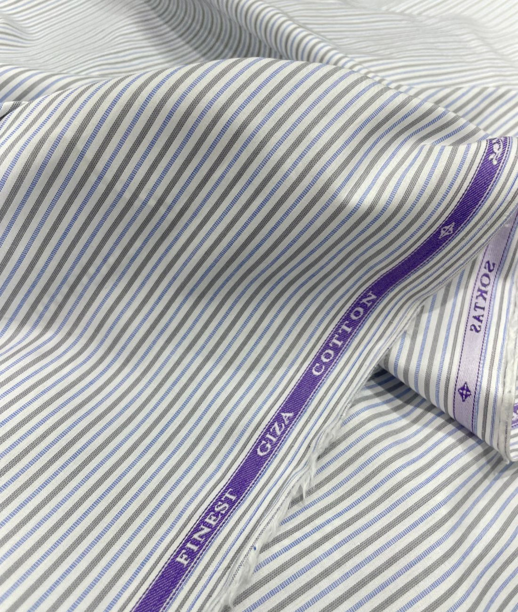 Soktas Stripe 2 Ply Cotton Fabric for Men's Shirt
