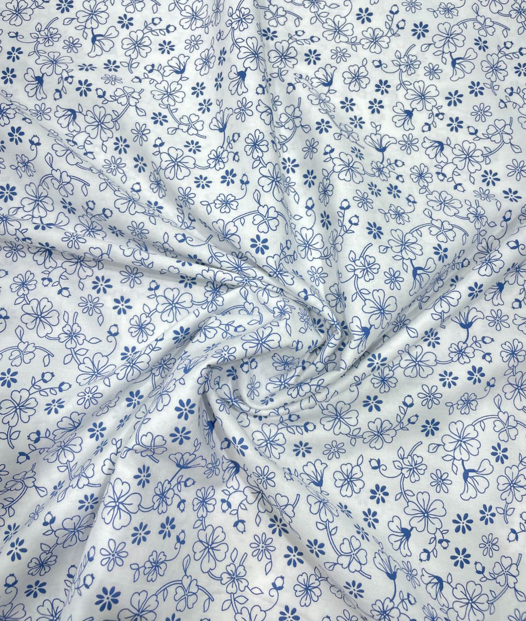 Loro Piana White Floral Printed Shirt Fabric for Men's Shirt