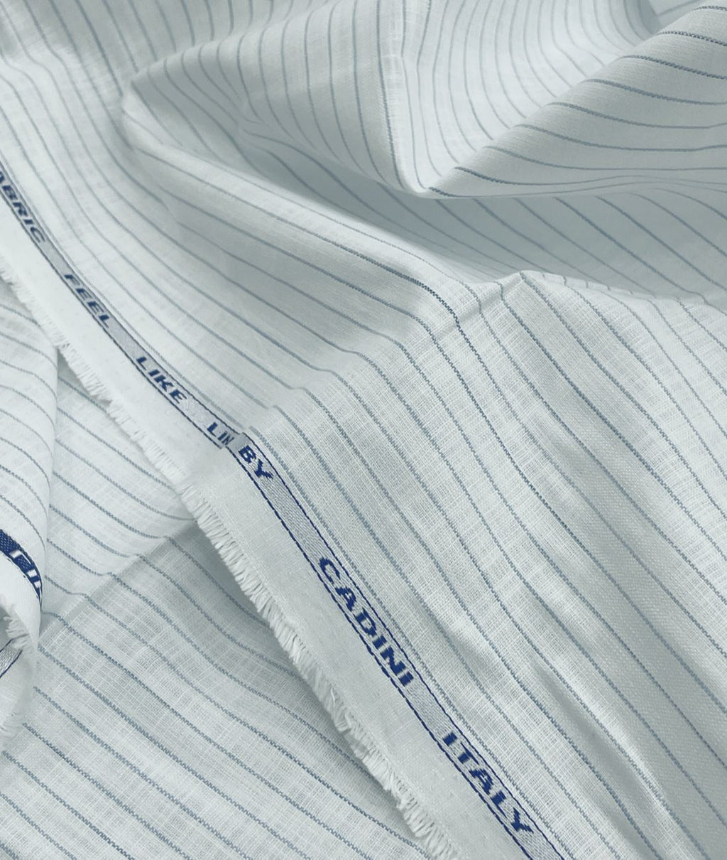 Cadini Italy Blue Pinstripe Linen Blend