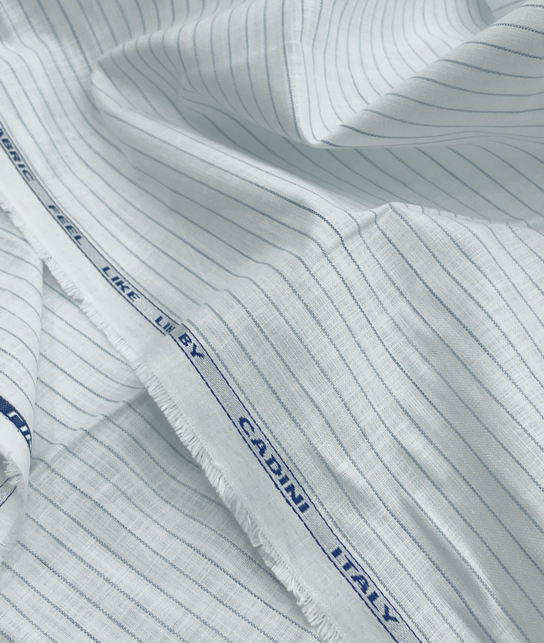 Cadini Italy Blue Pinstripe Linen Blend