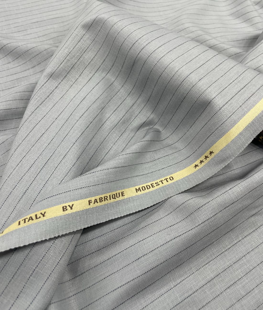 Light Grey Stripe Linen Blend Fabric for Pant by Fabrique Modisto