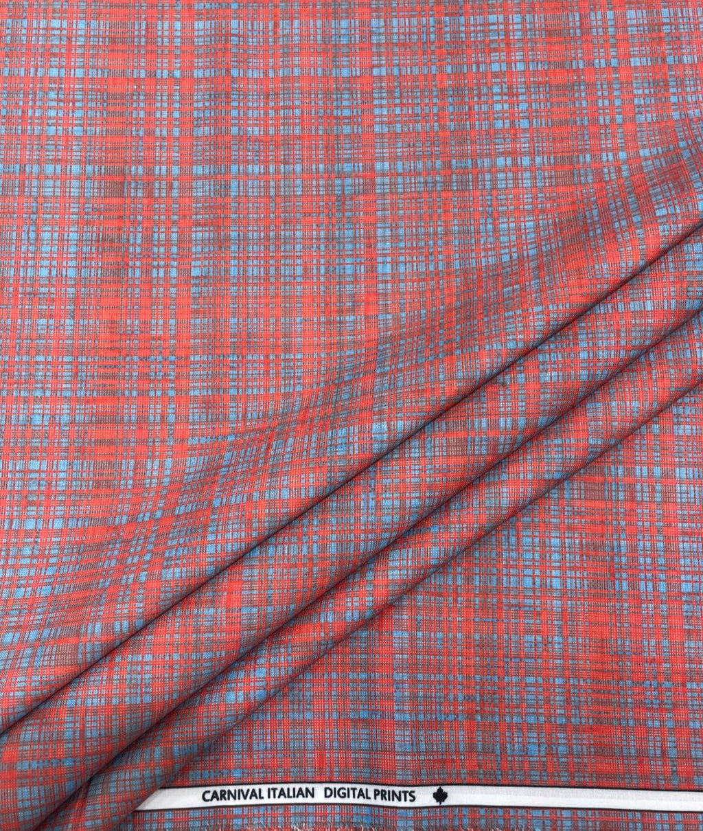 Heritage Check Printed Anti Wrinke Cotton Fabric for Men's Shirts & Kurta