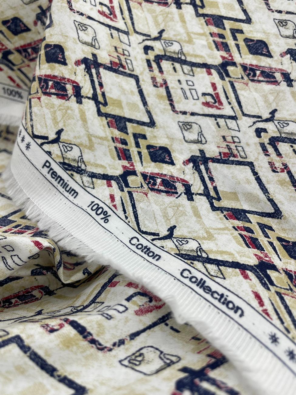 Brunello Ferragamo Printed Luxury Giza Cotton Fabric for Men's Shirt