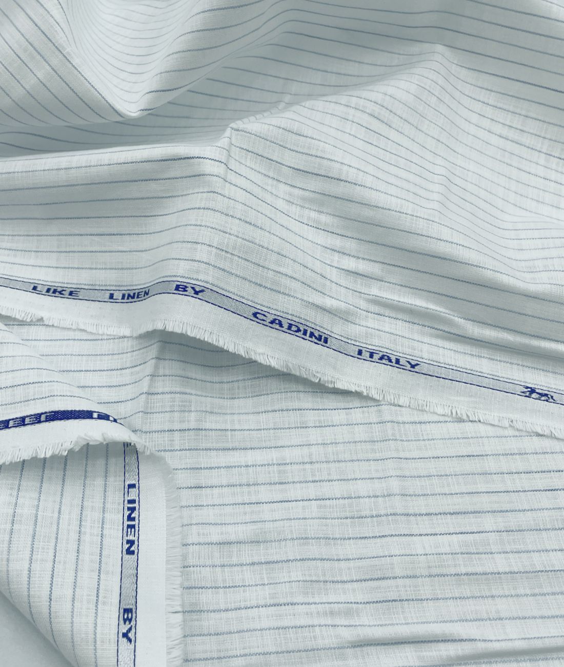 Cadini Italy Blue Pinstripe Linen Blend