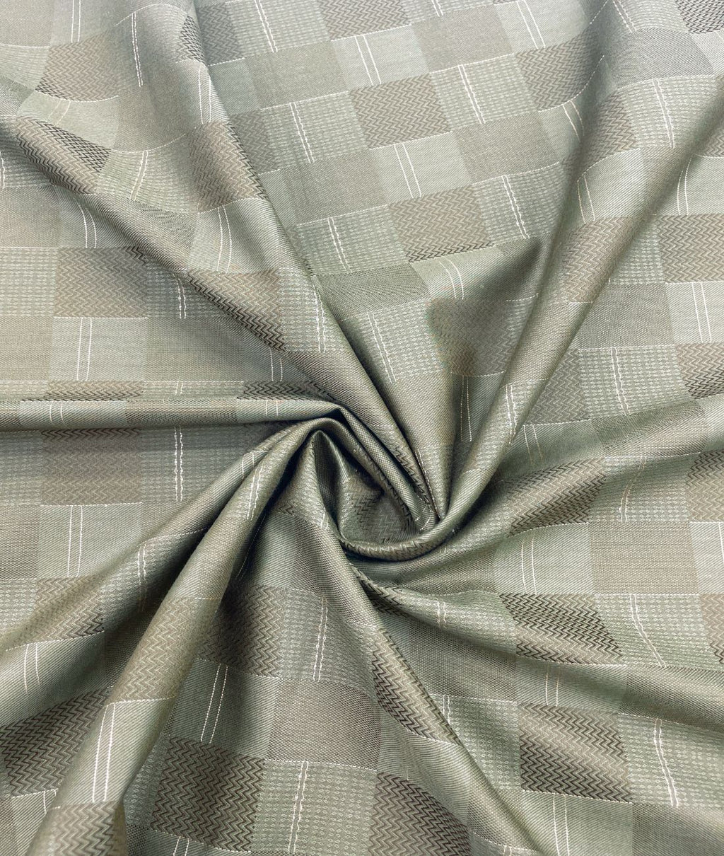 Olive Green Jacquard Giza Cotton Fabric for Shirt & Kurta