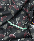 Noir Petal Printed Anti Wrinke Cotton Fabric for Men's Shirts & Kurta