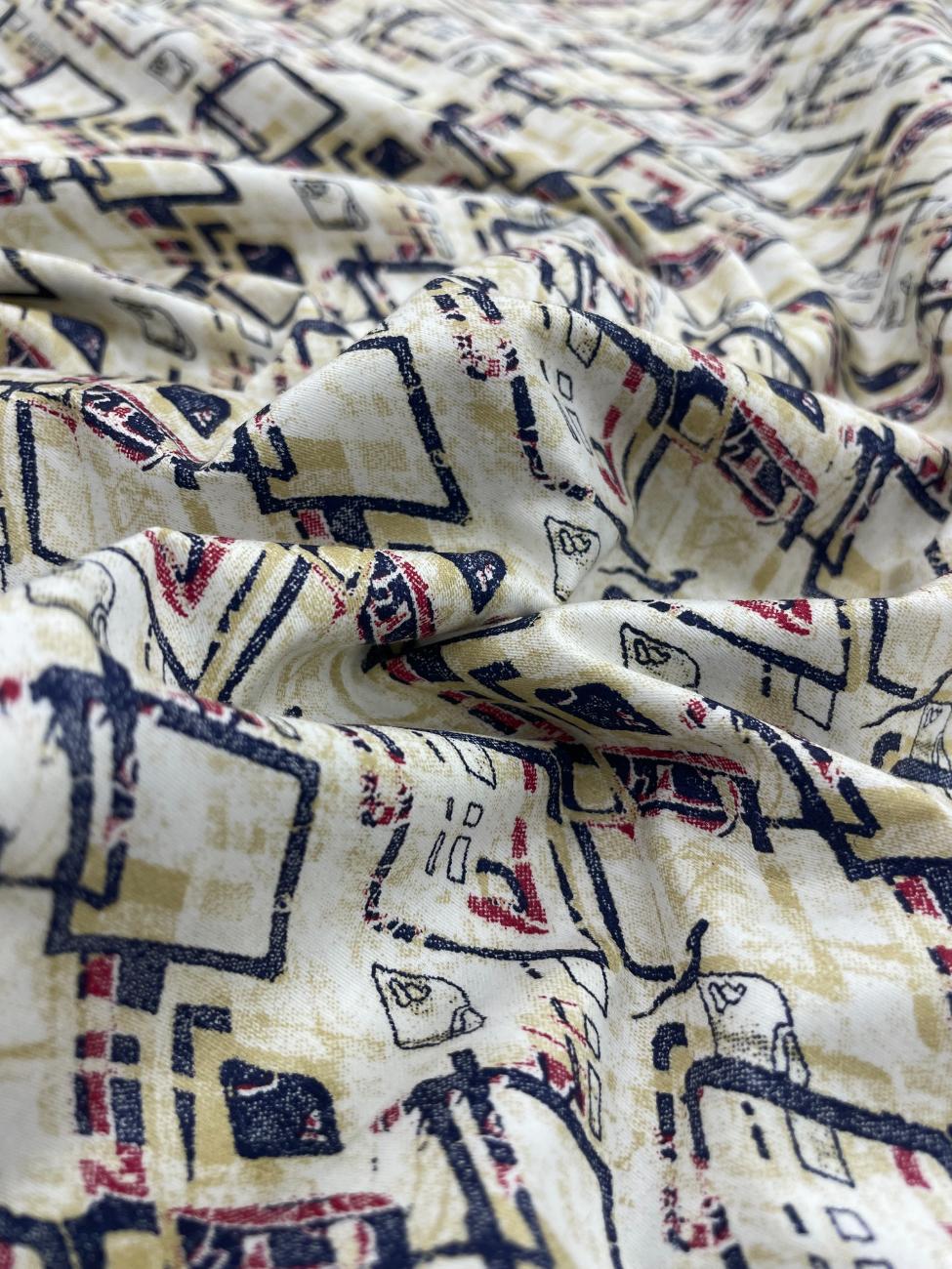 Brunello Ferragamo Printed Luxury Giza Cotton Fabric for Men's Shirt