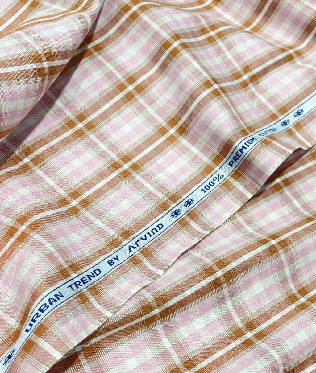 Arvind Premium Cotton Checks Fabric for Men's Shirt