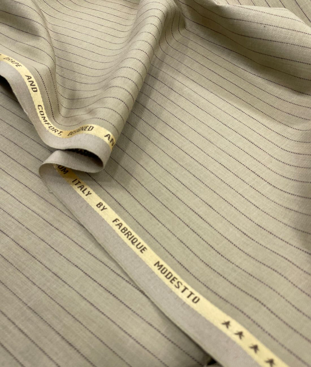 Camel Stripe Linen Blend Fabric for Pant by Cadini Italy