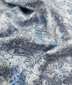 Blue Paisley Printed Luxury Giza Cotton Fabric for Men's Shirt