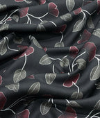 Noir Petal Printed Anti Wrinke Cotton Fabric for Men's Shirts & Kurta