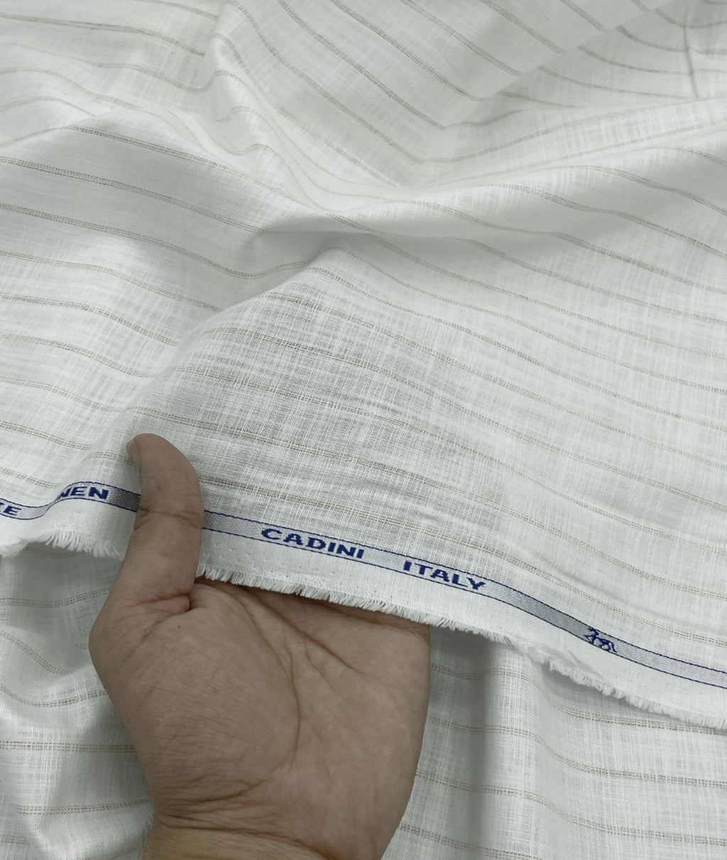 Cadini Italy Golden-Tan Stripe Linen Blend