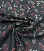 Noir Petal Printed Anti Wrinke Cotton Fabric for Men's Shirts & Kurta