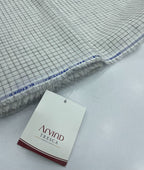 Arvind White & Brown Small Checks Linen Fabric for Shirt & Kurta