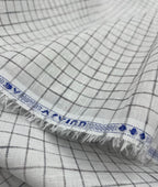 Arvind White & Brown Small Checks Linen Fabric for Shirt & Kurta