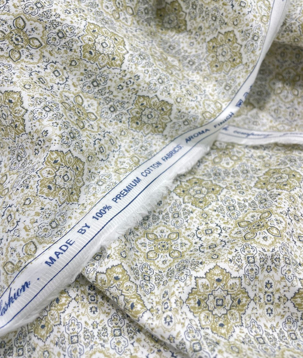 Luxury Paisley Printed Giza Cotton Fabric for Men's Shirt