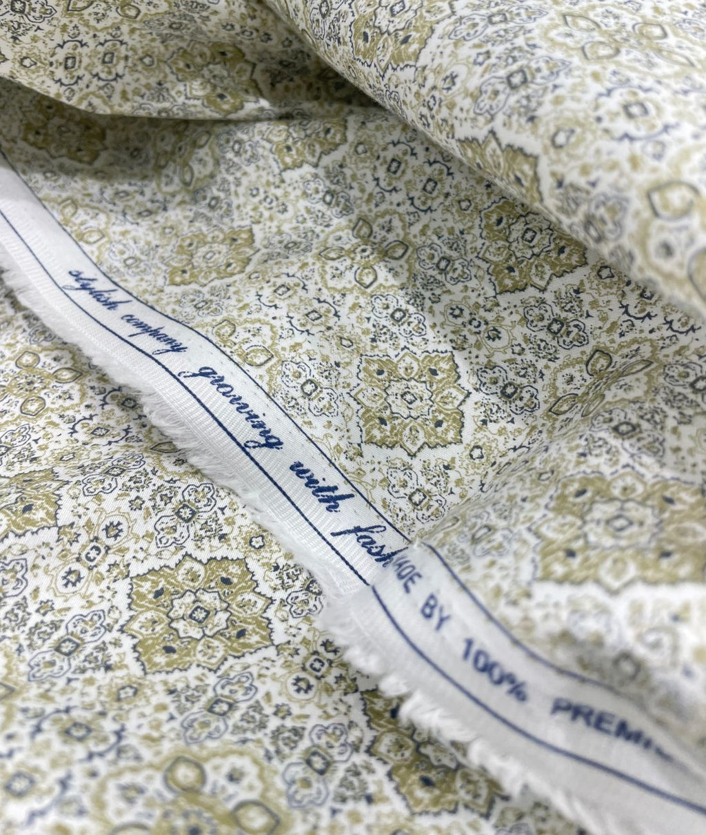 Luxury Paisley Printed Giza Cotton Fabric for Men's Shirt