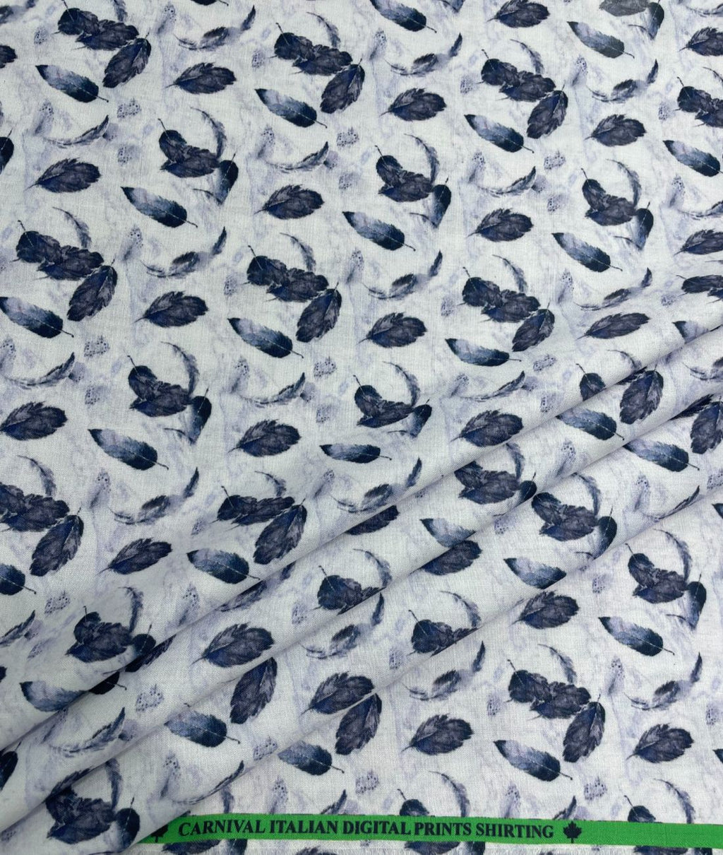 Leafy Serenity Printed Anti Wrinke Cotton Fabric for Men's Shirts & Kurta