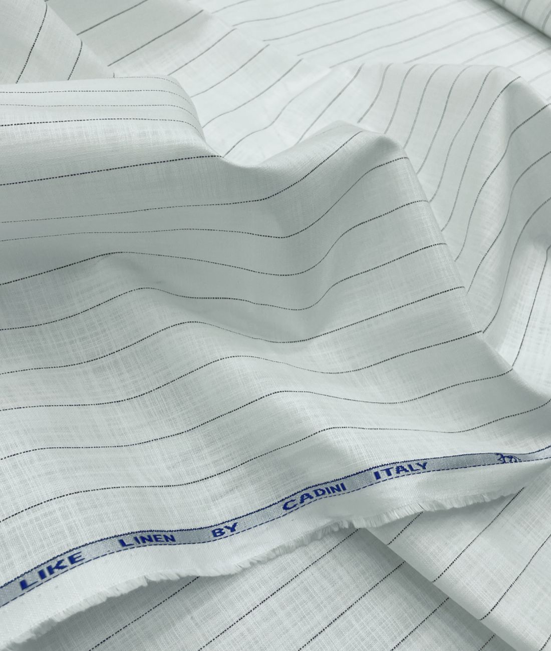 Cadini Italy Charcoal Fine-Stripe Linen Blend