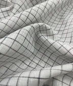 Arvind White & Brown Small Checks Linen Fabric for Shirt & Kurta