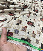 Regal Red & White Printed Anti Wrinke Cotton Fabric for Men's Shirts & Kurta