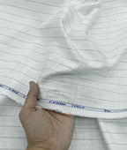 Cadini Italy Charcoal Fine-Stripe Linen Blend