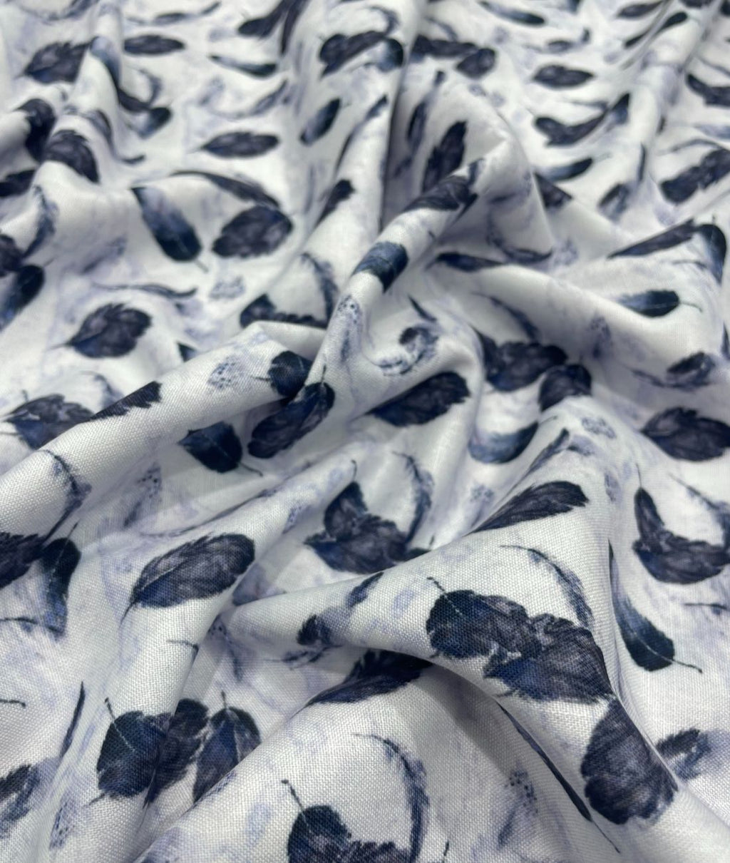 Leafy Serenity Printed Anti Wrinke Cotton Fabric for Men's Shirts & Kurta