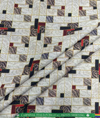 Regal Red & White Printed Anti Wrinke Cotton Fabric for Men's Shirts & Kurta