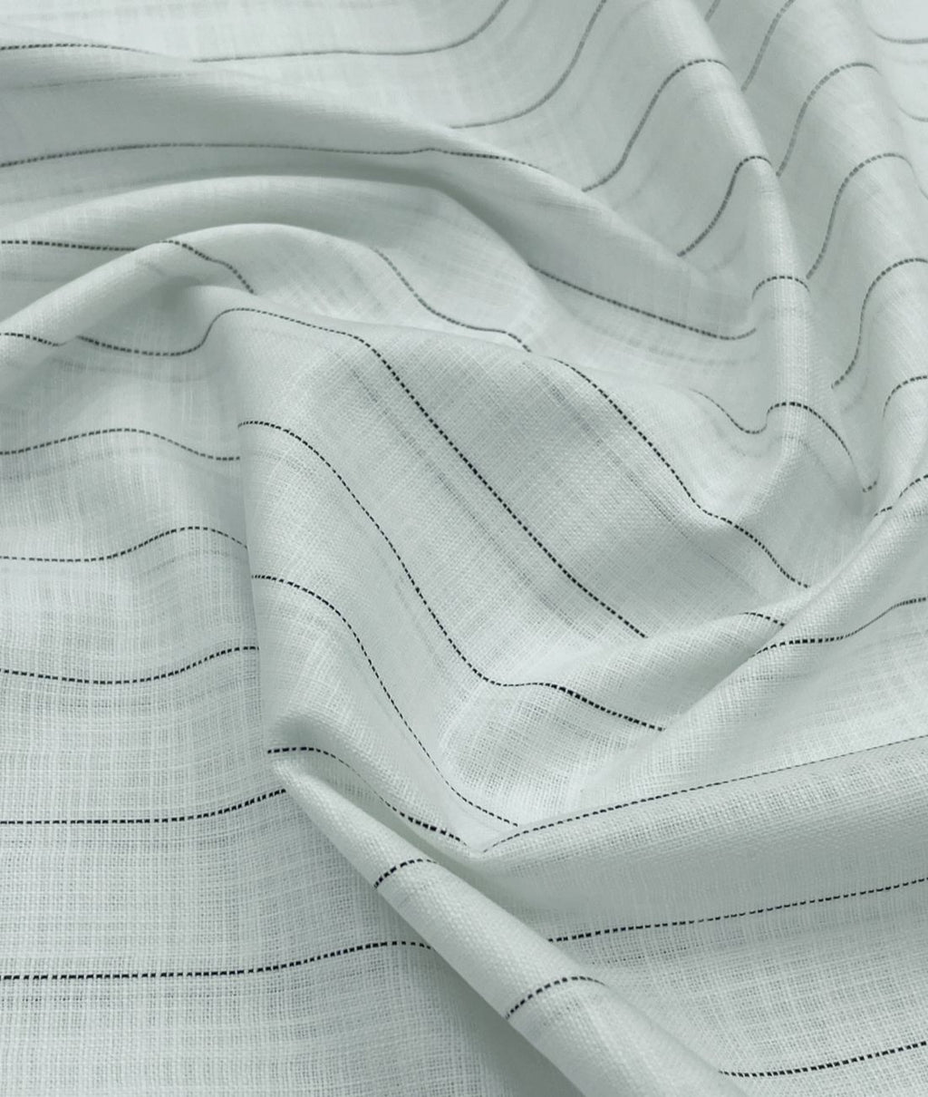Cadini Italy Charcoal Fine-Stripe Linen Blend