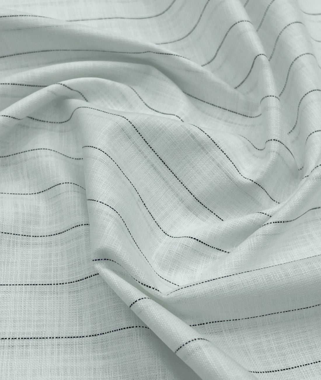 Cadini Italy Charcoal Fine-Stripe Linen Blend