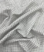 Arvind White & Brown Small Checks Linen Fabric for Shirt & Kurta