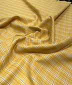 Raymonds Yellow Checks Premium Cotton Fabric for Men's Shirt