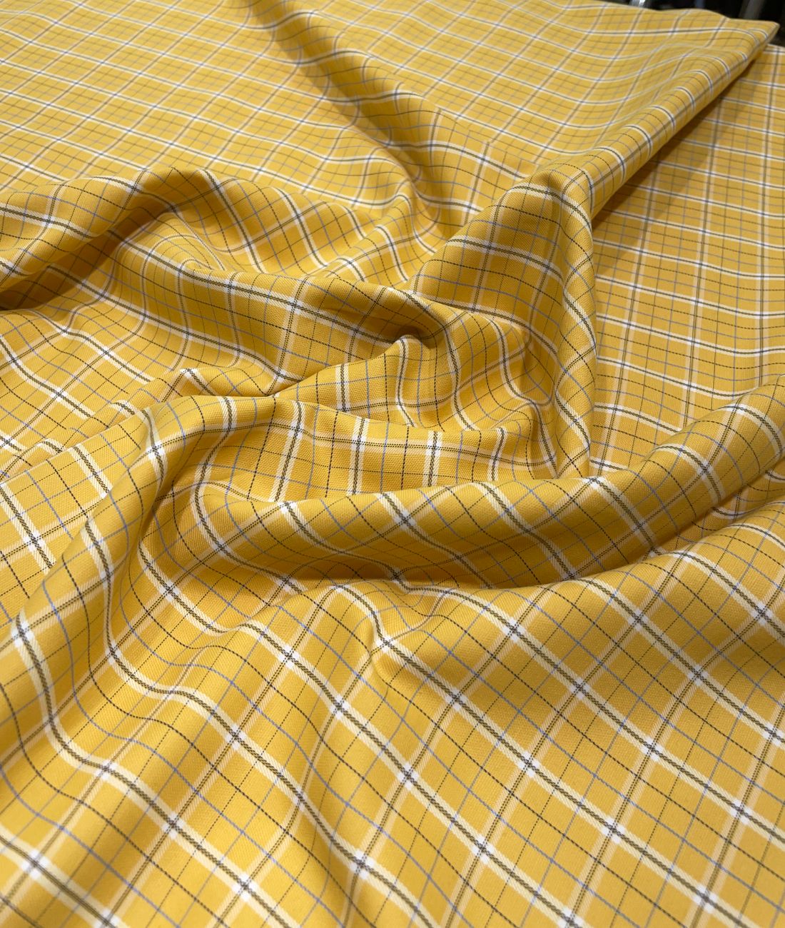 Raymonds Yellow Checks Premium Cotton Fabric for Men's Shirt