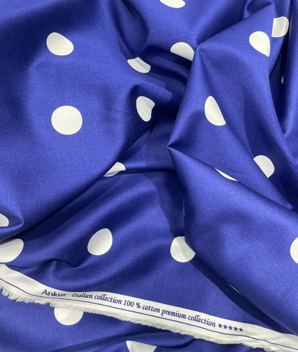 Designer Polka Dot Luxury Giza Cotton Shirt Fabric