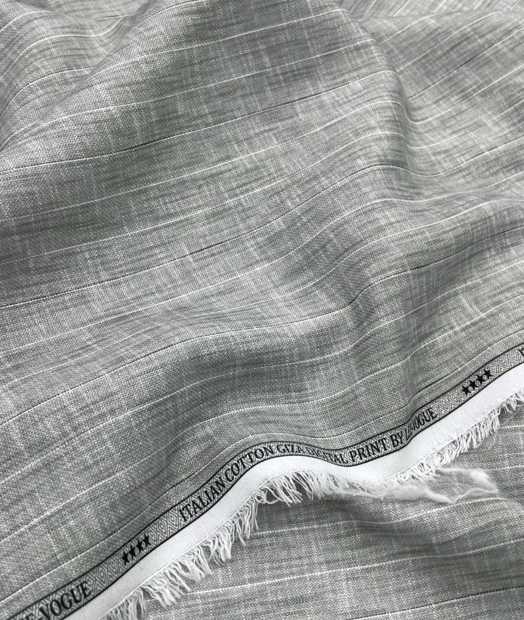 Slate Grey Fine Pinstripe Linen-Blend