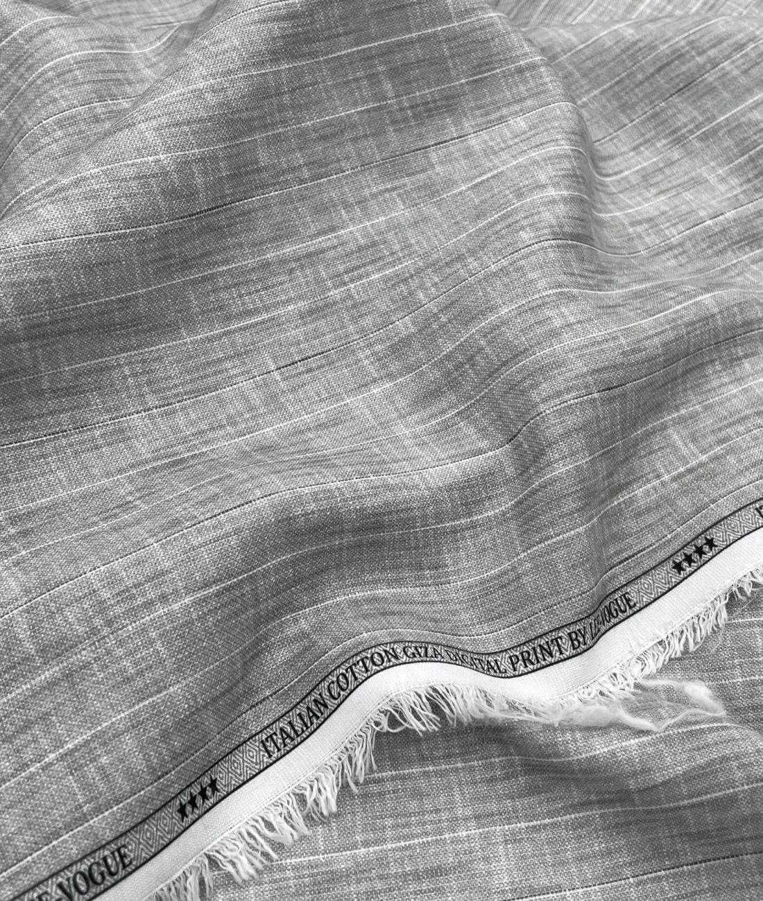 Slate Grey Fine Pinstripe Linen-Blend