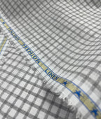 White & Grey Small Checks Linen Fabric for Shirt & Kurta