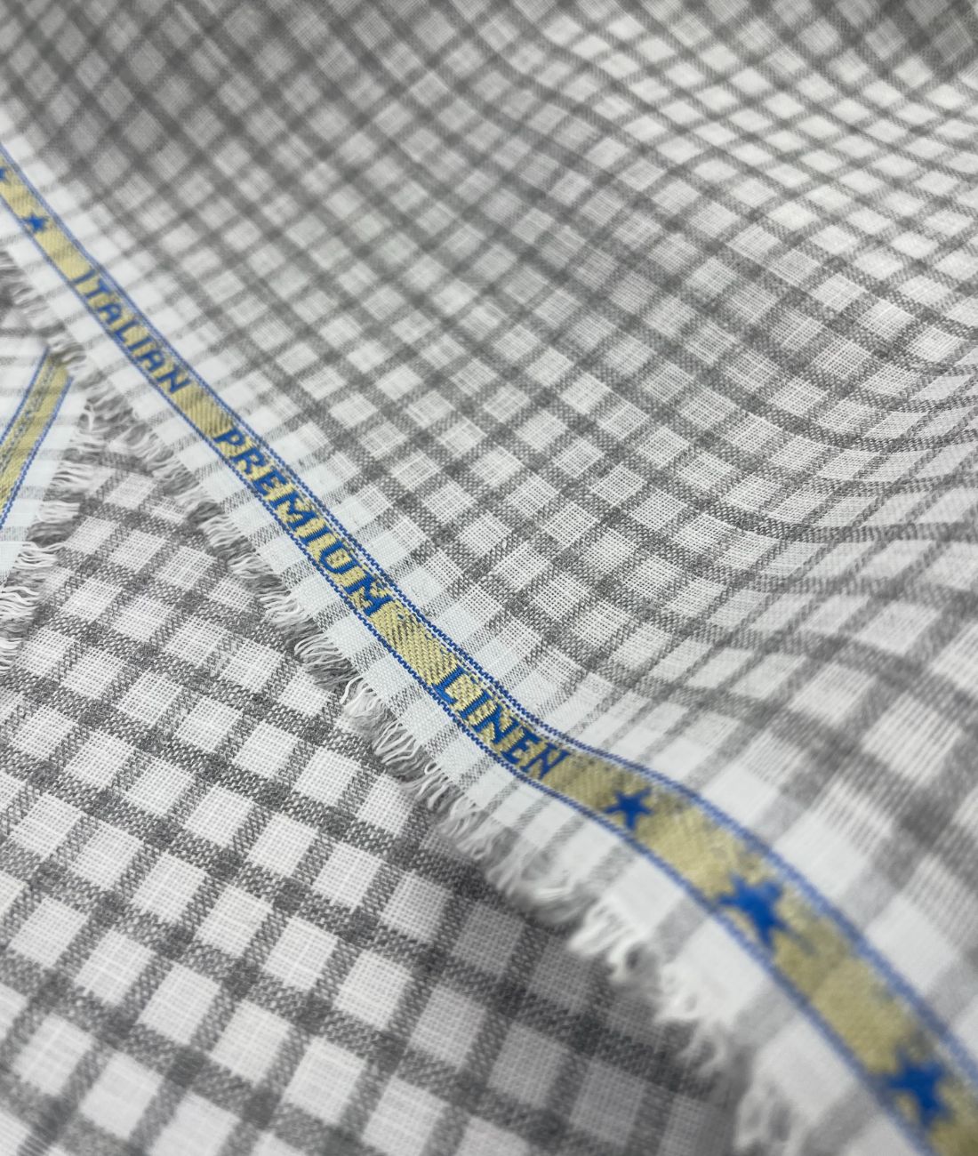 White & Grey Small Checks Linen Fabric for Shirt & Kurta