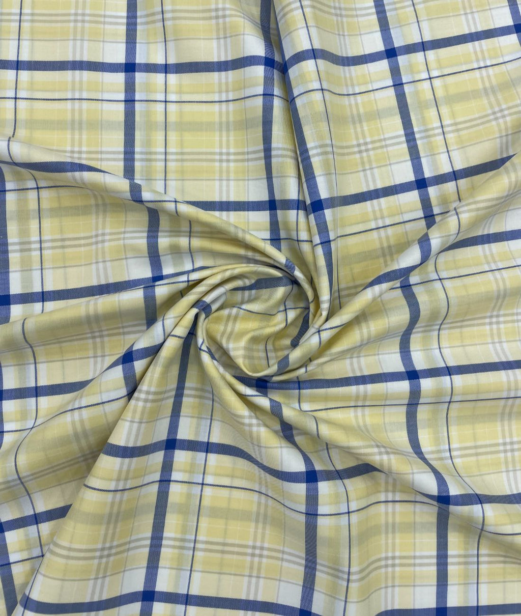 J.Hampstead Luxury 2 Ply Burberry Checks Giza Cotton Fabric for Men's Shirt